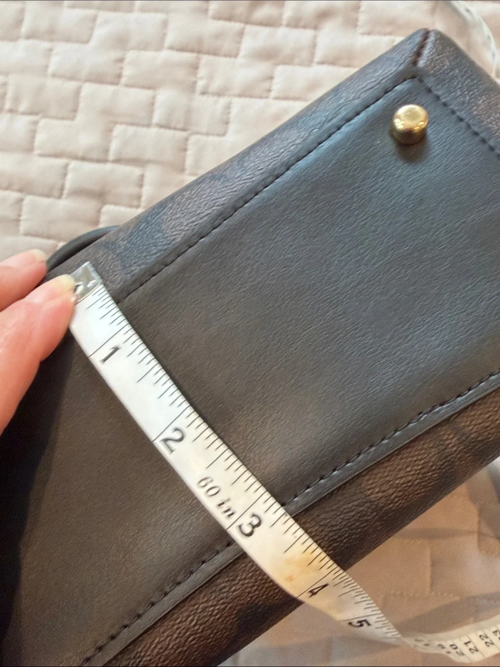 Coach 91494 Lillie Brown Signature Canvas Satchel with Black Handles